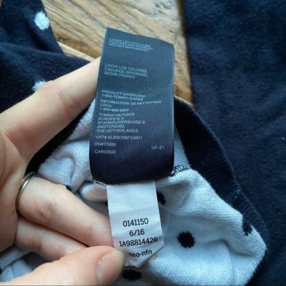 Tommy hilfinger polka dot cardigan blue and white size medium - Picture 4 of 6